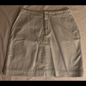 90s Vtg Gap Womens 8 Clean Cut Beige Khaki Knee Length Skirt Pockets 100% Cotton